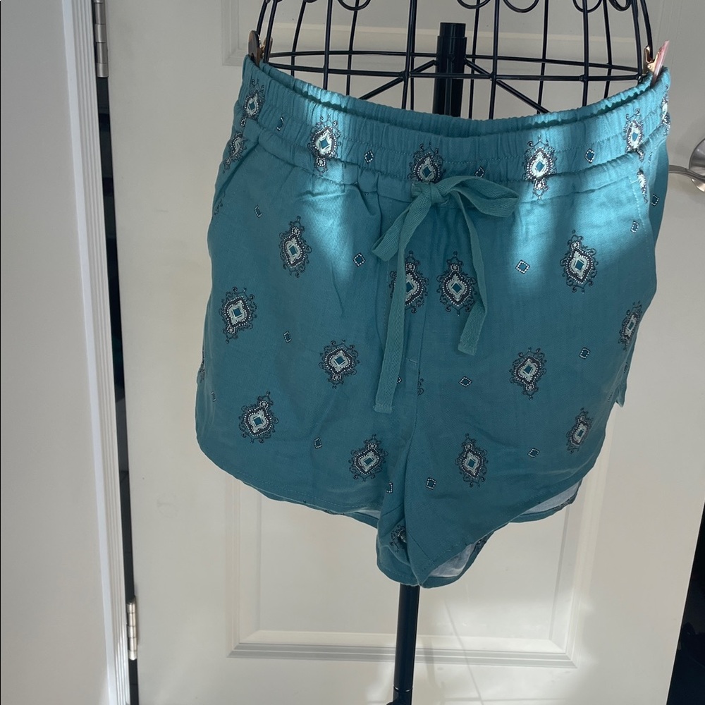 Loft Teal Drawstring Shorts NWT New size S Drawstring & Pockets 3-in inseam